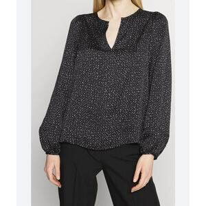 Gap Women’s Black & White Polka Dot Split Beck Blouse Sz L